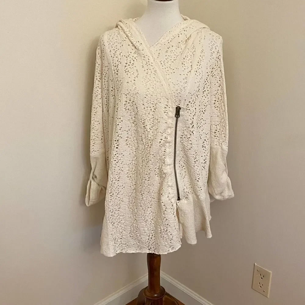 Free People Doiley Open-knit Cardigan In Ivory Combo XS